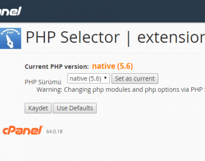 Php Versiyon Seçimi Aktiftir